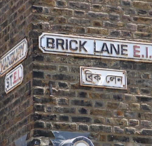 A Bengali sign in Brick Lane in London, which is home to a large Bengali diaspora